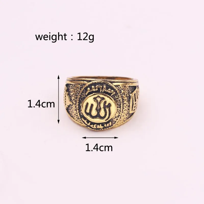 Cluster Ringe Vintage Muslim Islamischer Ring Legierung Hohe Qualität Männer Statement Schmuck Naher Osten Arabisch Anel Hoop250f
