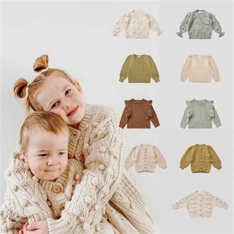 EnkeliBB Super Fashion Pop Corn Cru Brand Kid Girl Winter Sweaters and Knit Coat Lovely Trends Kids Jumpers Children Top 211104