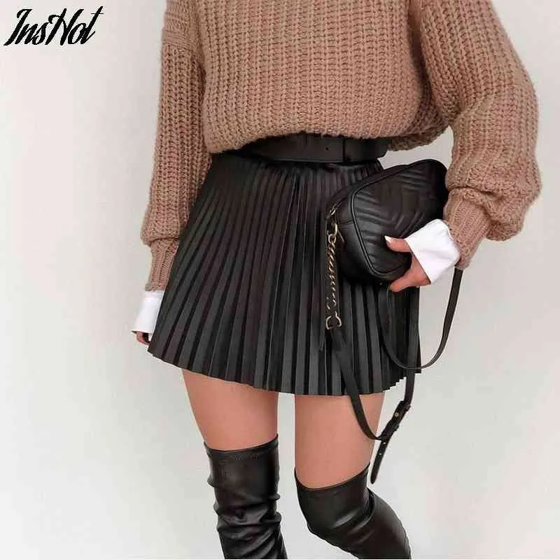 Black High Waisted Pleated Skirt For Women A Line Mini Black Leather Pleated  Skirt For Autumn/Winter Fashion From Dou01, $10.34