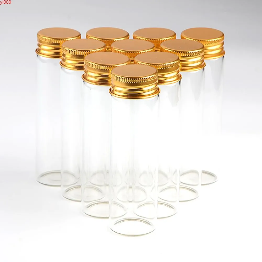 30*100*21mm 50ml Bottles Glass Vials Jars With Aluminium Screw Cap Empty Golden Lids Gift 50pcsjars