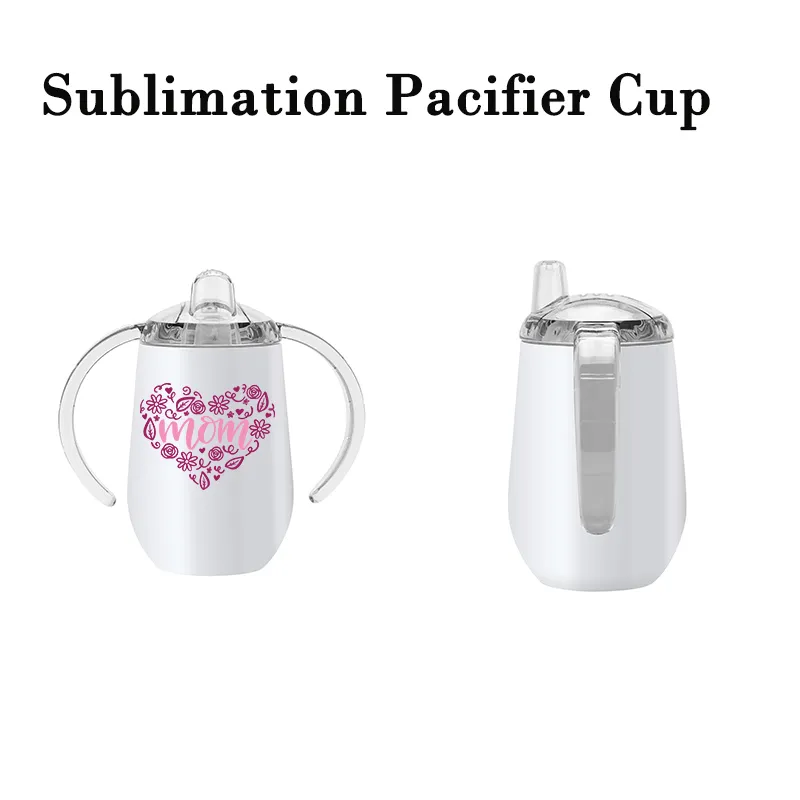 Blanc 10 oz Sublimation Sippy Tasse Tasses DIY En Acier Inoxydable Bébé Bouteille De Lait Avec Poignée Enfants Gobelet À Boire Pour Les Cadeaux