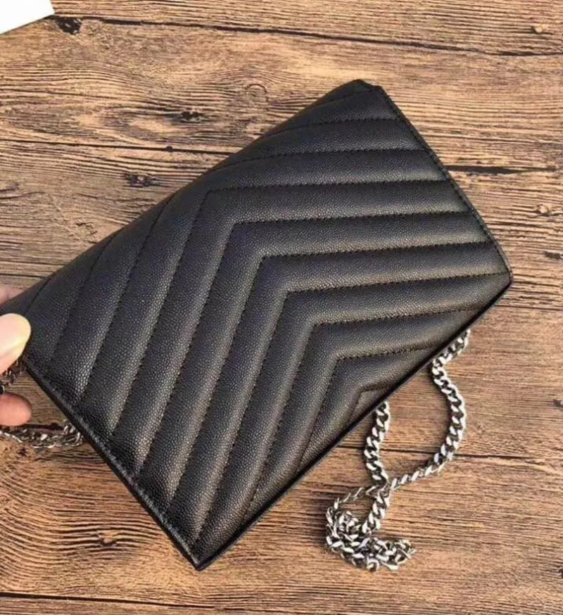 Sıcak Moda Lüks Tasarımcı Havyar kadın Crossbody Çanta Çanta V Ayaklı Çanta Zincir Omuz Çantası Havyar Yüksek Kaliteli Hakiki Deri Bayan Debriyaj