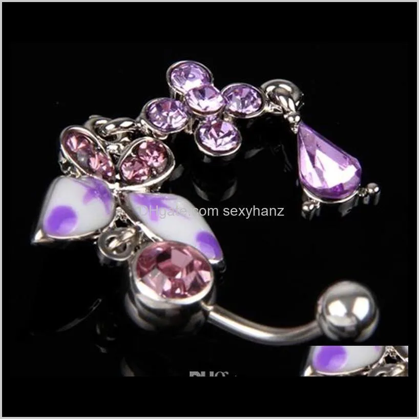 d0004 ( 1 color ) purple color nice belly ring nice bowknot style belly ring with piercing body jewlery navel belly ring body