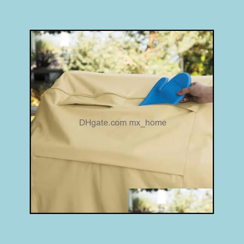 Wholesale- 190cm Waterproof BBQ Barbecue Cover Protective Grill Cover with Storage Bag (Khaki)1