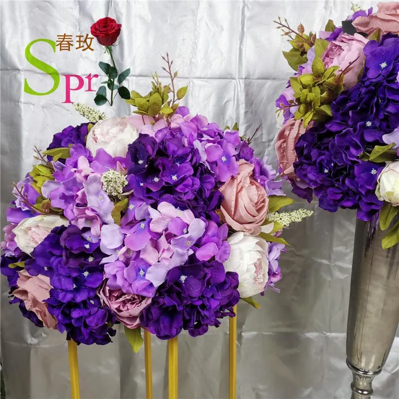 装飾的な花の花輪の花の結婚式の花の壁人工的なシルクローズハイドアジサイ球のテーブルの中心的なアイボリー10pcs /ロット