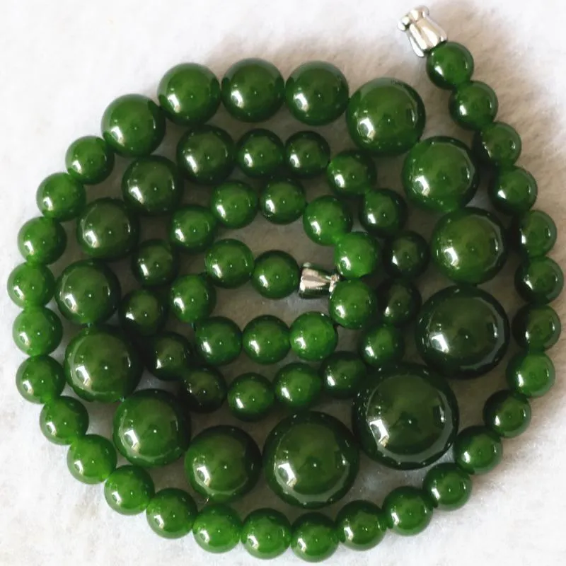 Natural Stone Taiwan Green Jades Chalcedony 6-14mm Round Stones Beads Necklace For Women Chain Choker Jewelry 18inch B625-2 Chokers
