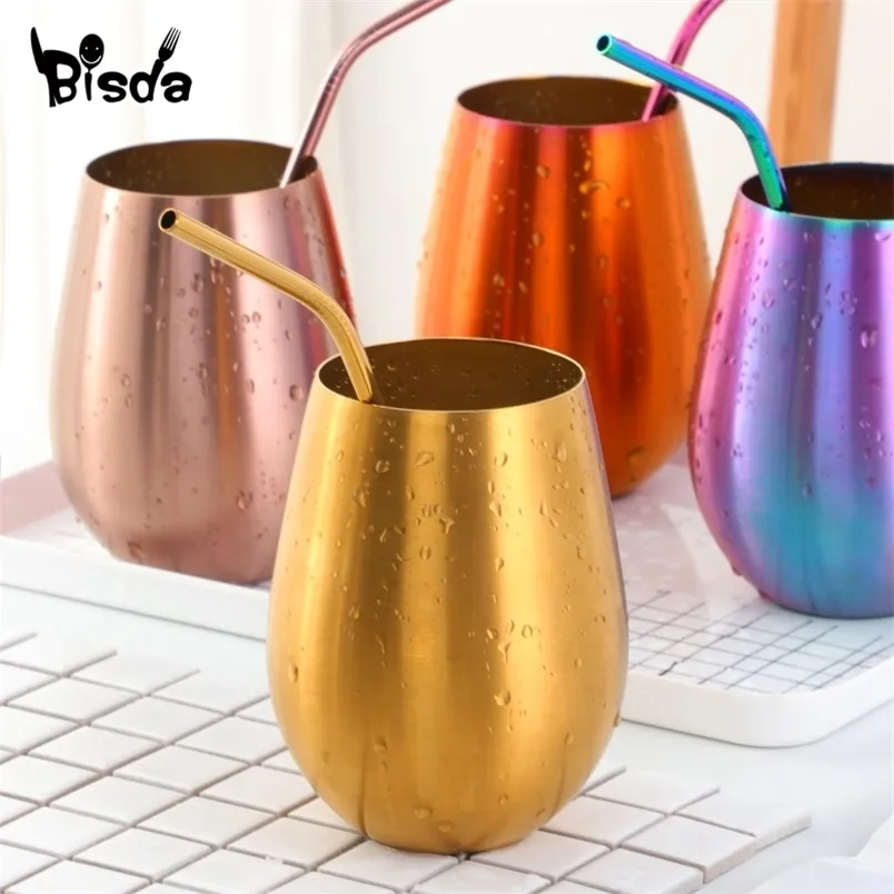 Boccali da birra in acciaio inossidabile da 500 ml Bicchieri da vino in oro per cocktail Tazza da caffè in metallo per bar Bicchieri da caffè 220311