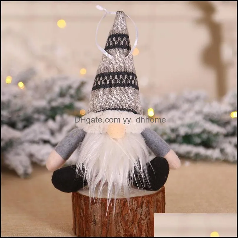 Handmade Santa Tomte Gnome Christmas Tree Pendants Hanging Ornaments New Year Xmas Home Party Decoration JK2009XB