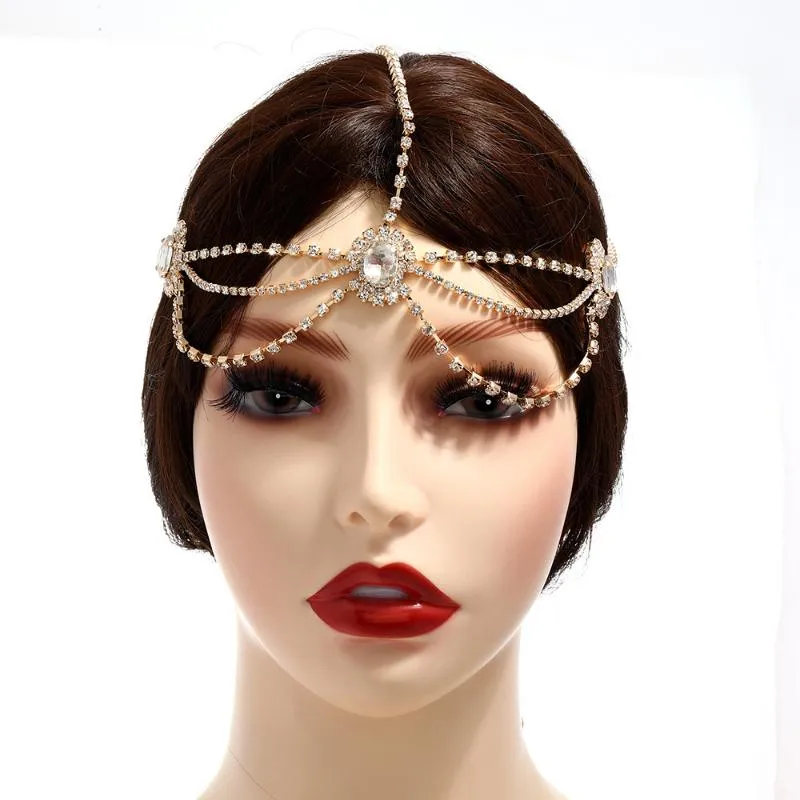 Saç klipsleri barrettes moda aksesuarları kristal düğün headdress headband gelin el yapımı kadınlar zincir geometrik mücevher süslem