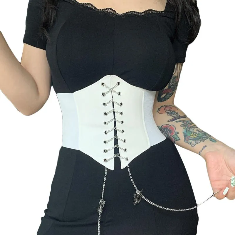 벨트 섹시 코르셋 underbust 여성 고딕 양식의 곡선 셰이퍼 모델링 스트랩 슬리밍 허리 벨트 레이스 코르셋 Bustiers 흑백