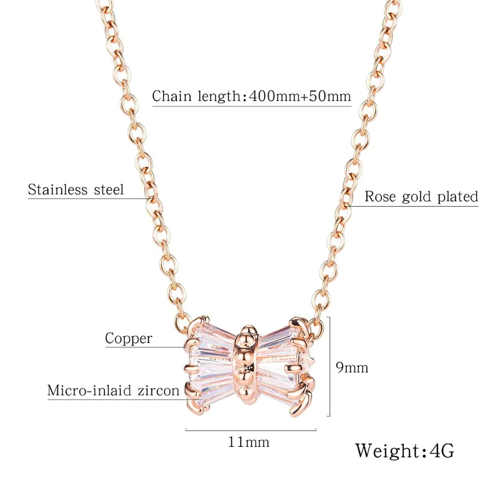 Collane del pendente di zirconi delicata dell'oro della rosa per le donne di modo dell'acciaio inossidabile dell'acciaio inossidabile dei gioielli degli accessori estetici dell'ingrosso