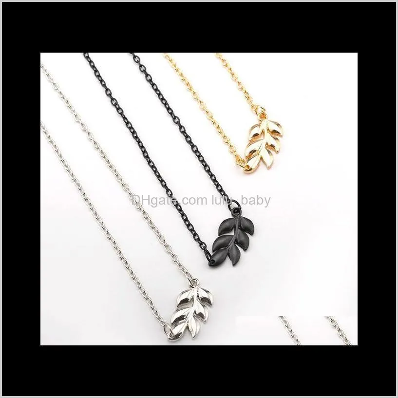 & Pendants Jewelry Simple Fashion Womens Necklaces - Leaf Charm Pendent Lariet Link Chain Statement Chokers Necklaces( Gold , Sier, Black To