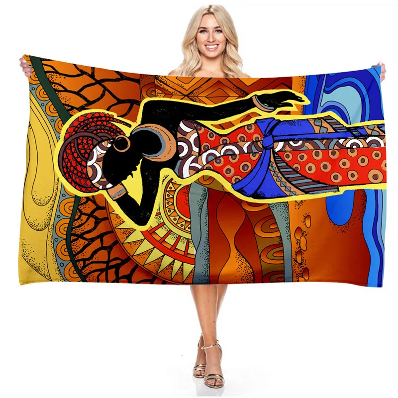 Microfiber Beach Towel Polyester African Elements Dance Digital Printing Bathing Towel Large Rectangle Breathable Durable Towels278i