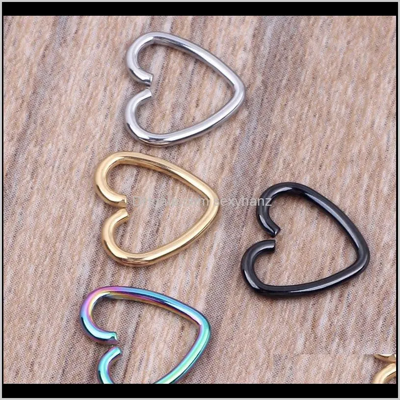 40pcs/lot mixed 4 colors ear cartilage earrings piercing heart labret rings lip hoop nose rings body jewelry