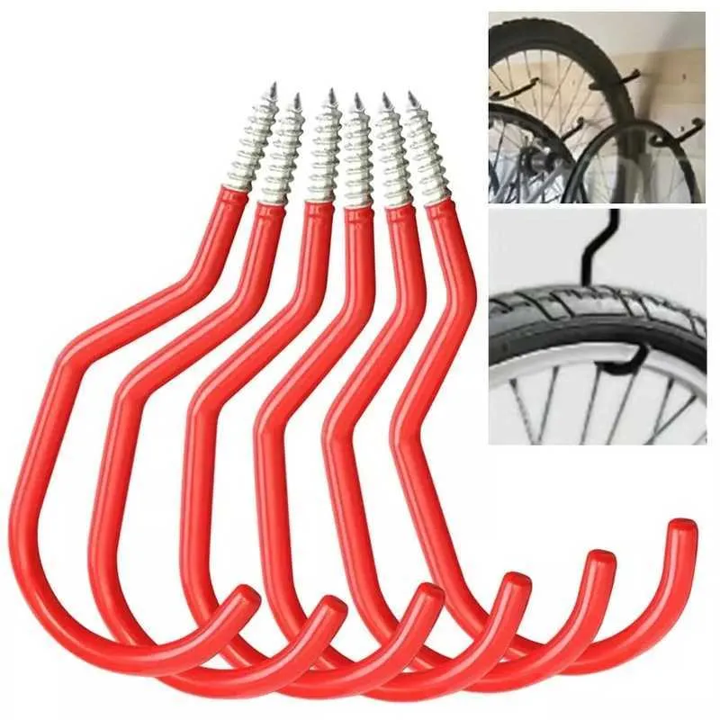 Fietshaken, Heavy Duty Fiets Opslag Haken Set, Schroefde Utility Storage Hangers Schuur Garage Tuin Haak Plastic Coated voor Wand 210609