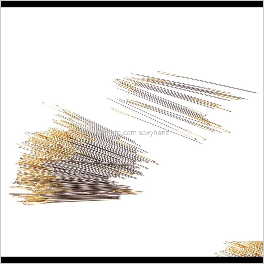 120 pieces mixed sliver gold large eye embroidery cross stitch hand needles size 26 28 in clear box