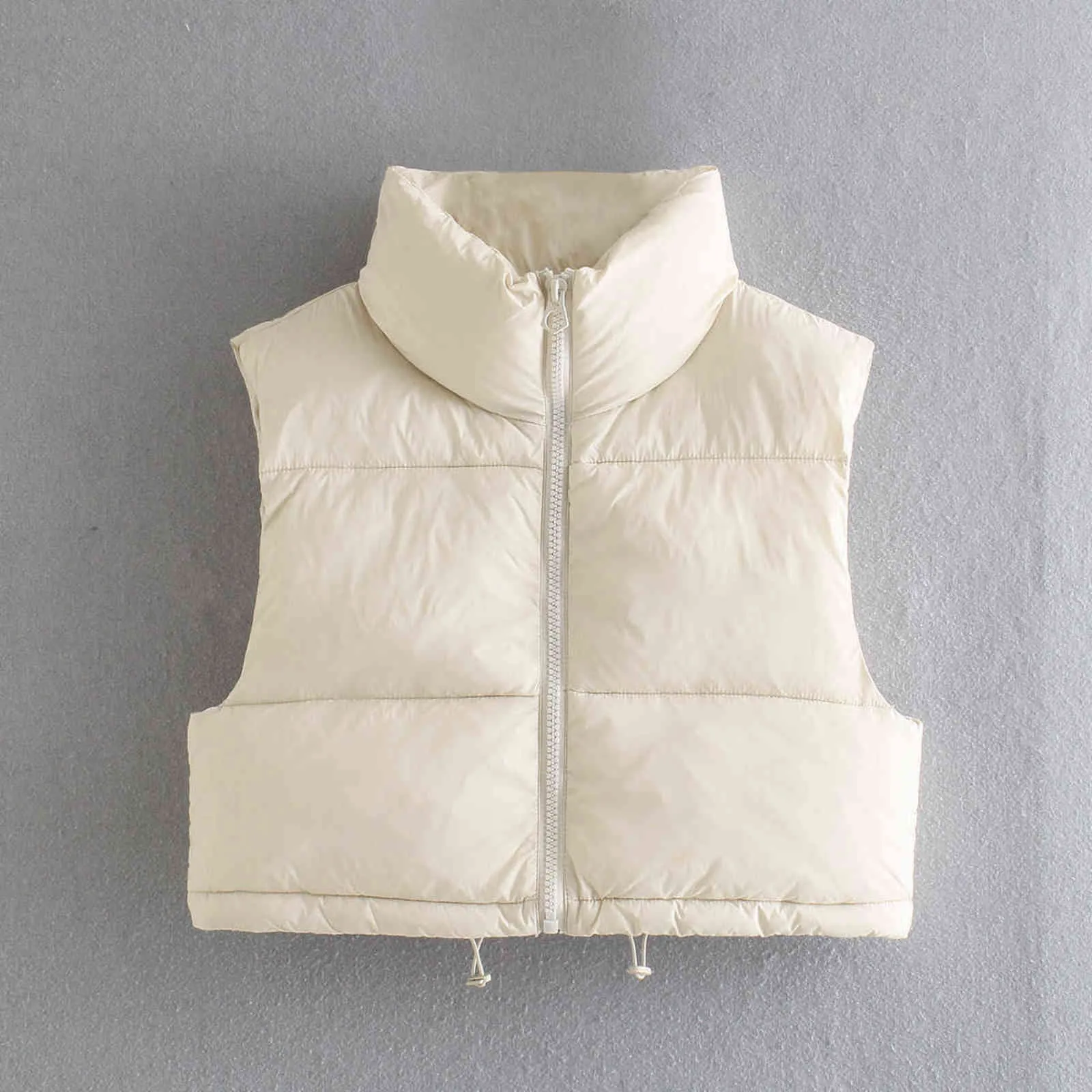 CAICJ98 Womens Vests Fashion Women's Fashion High Neck Zipper Cropped Puffer Vest Jacket Coat Orange L