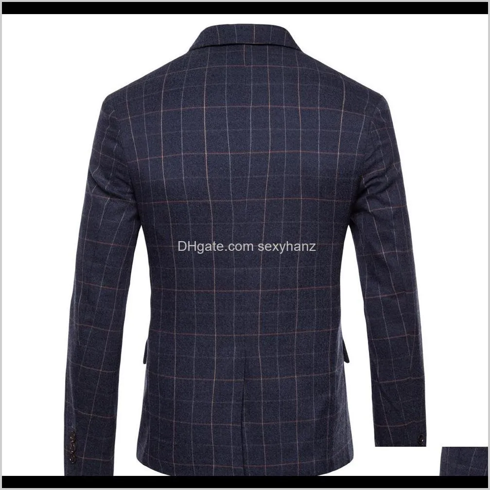 winter men`s casual plaid printed suit lapel slim long sleeve one button men`s suit top m-4xl