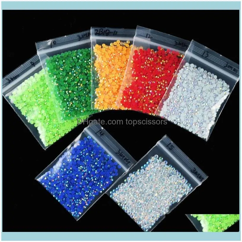 Nail Art Decorations 1000pc/Bag 3mm Jelly Resin Rhinestones Flat-Back AB Color Crystal Strass 3D Charms Gems Manicure Tc#82
