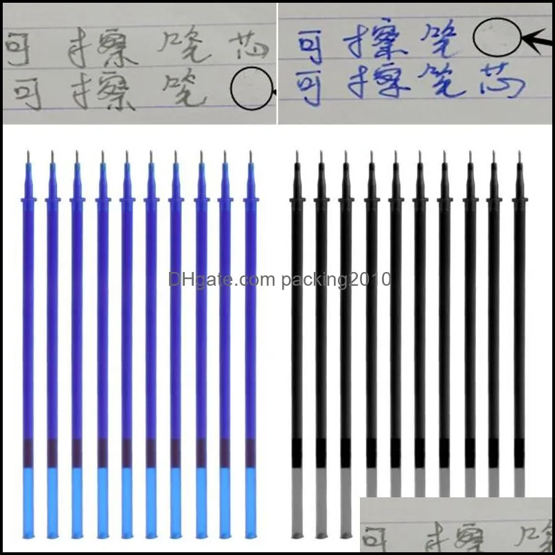 10Pcs/Set 0.5mm Erasable Gel Pen Refills Magic Writing Study Office Supplies
