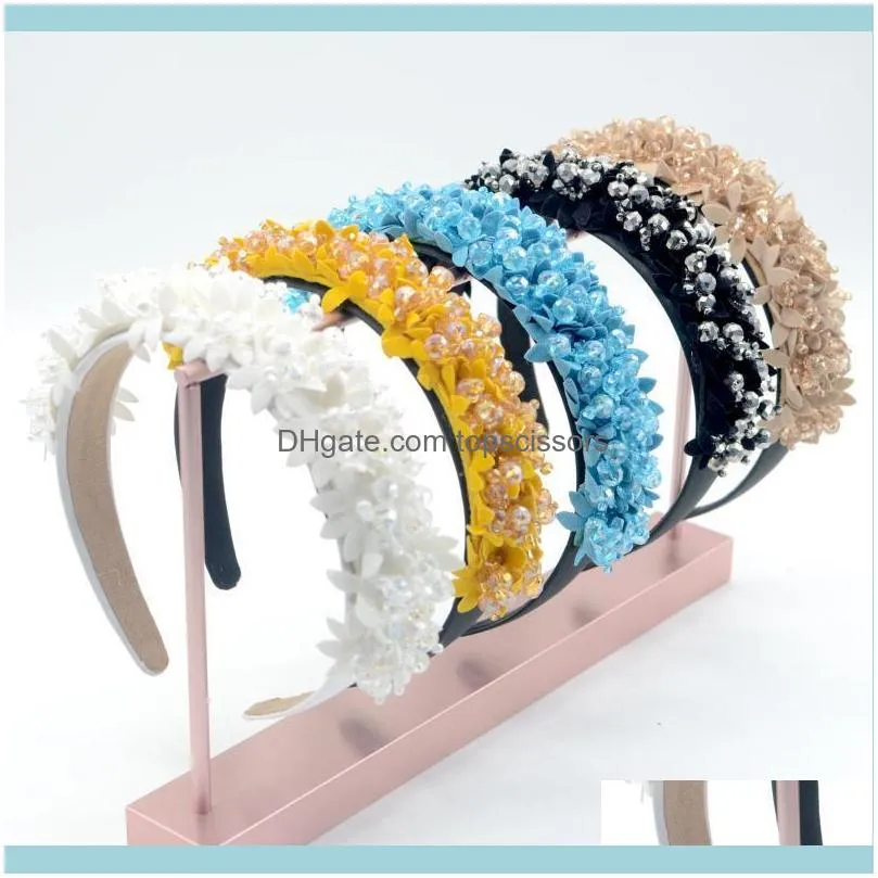 Aessories & Tools Productswomen Girls Baroque Flower Glass Beads Hairband Headband Adult Hair Aessories1 Drop Delivery 2021 Hox6F