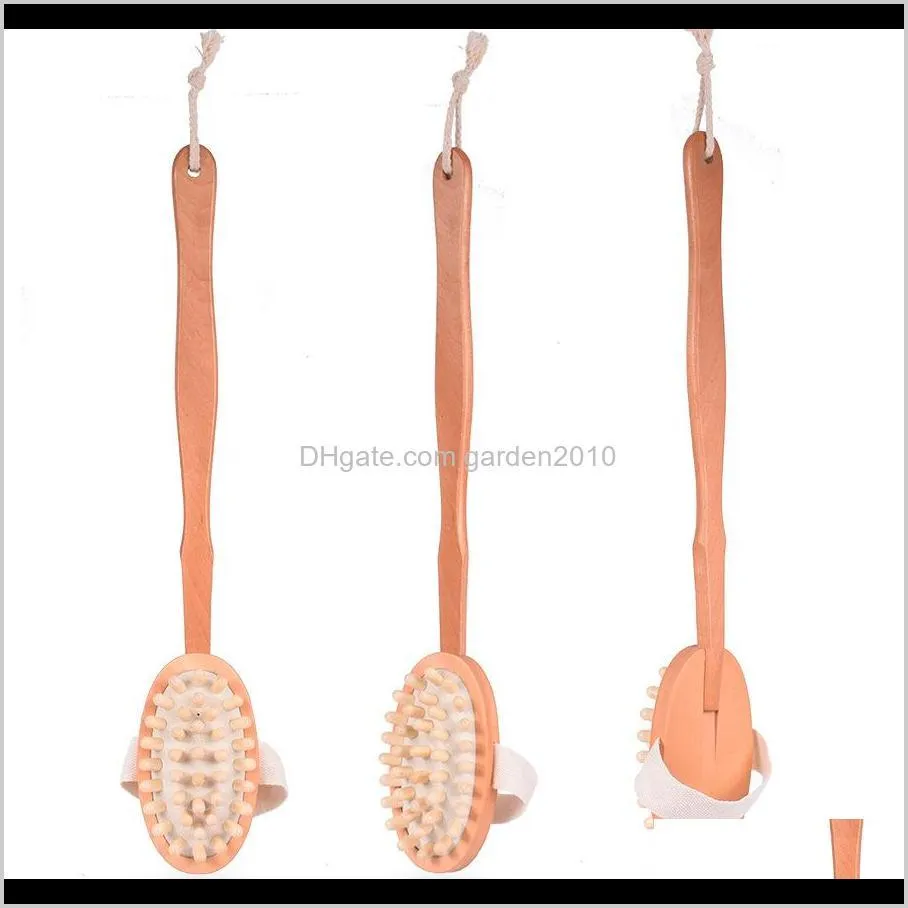 42cm long handle spa massage beat back massage with detachable wooden handle body massage rubber spa scrubber