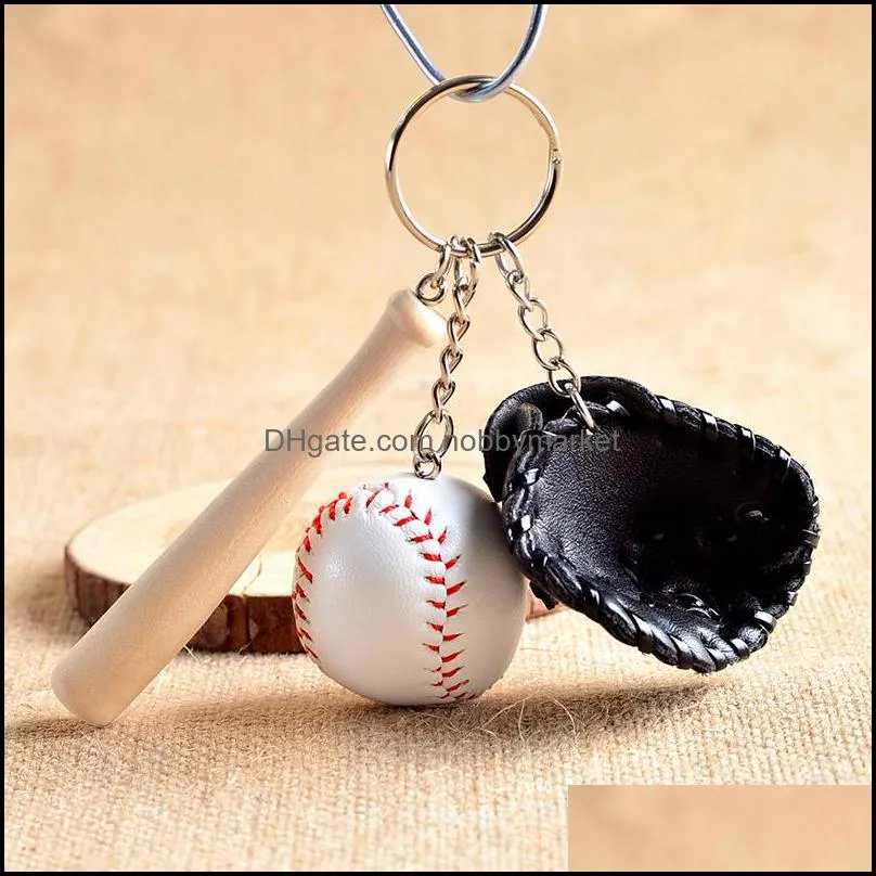 Promotional gifts simulation baseball key chain leather softball sport keyring wholesale spot