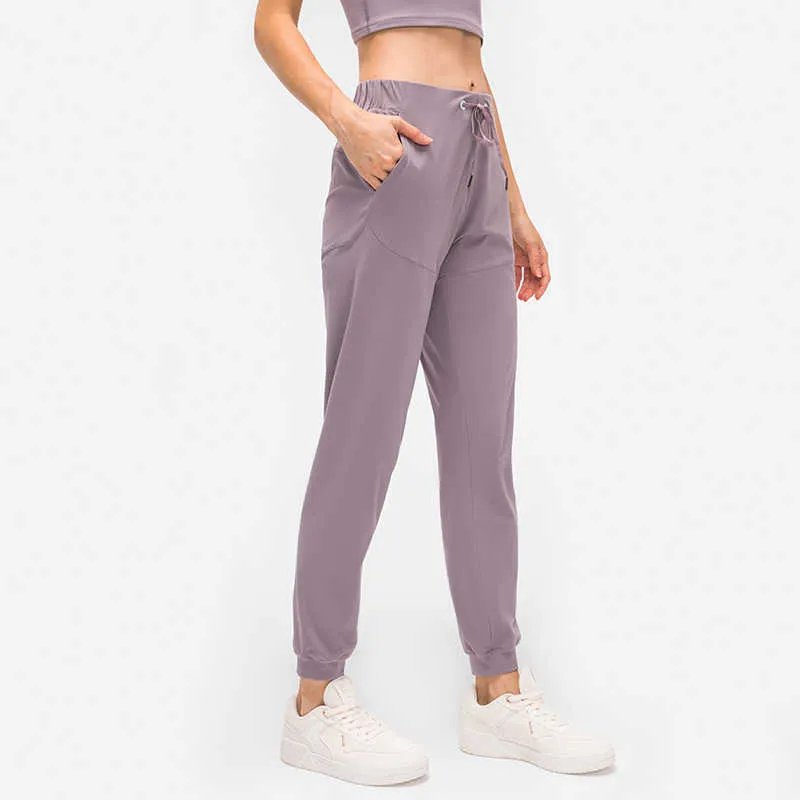 L- 04T Kvinnor Slipe Elasticity Yoga Pants Casual Outfit Cinchable Drawcord Running Sweatpants Binding Feet Loose Sportswear With 2413