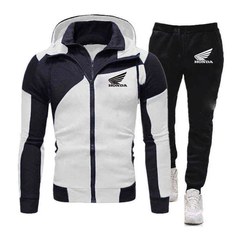 2021 Hommes Printemps Automne Honda 2 Pièces Ensembles Survêtement Sweat À Capuche + Pantalon Pull À Capuche Costume Sportwear Vêtements Décontractés G1217