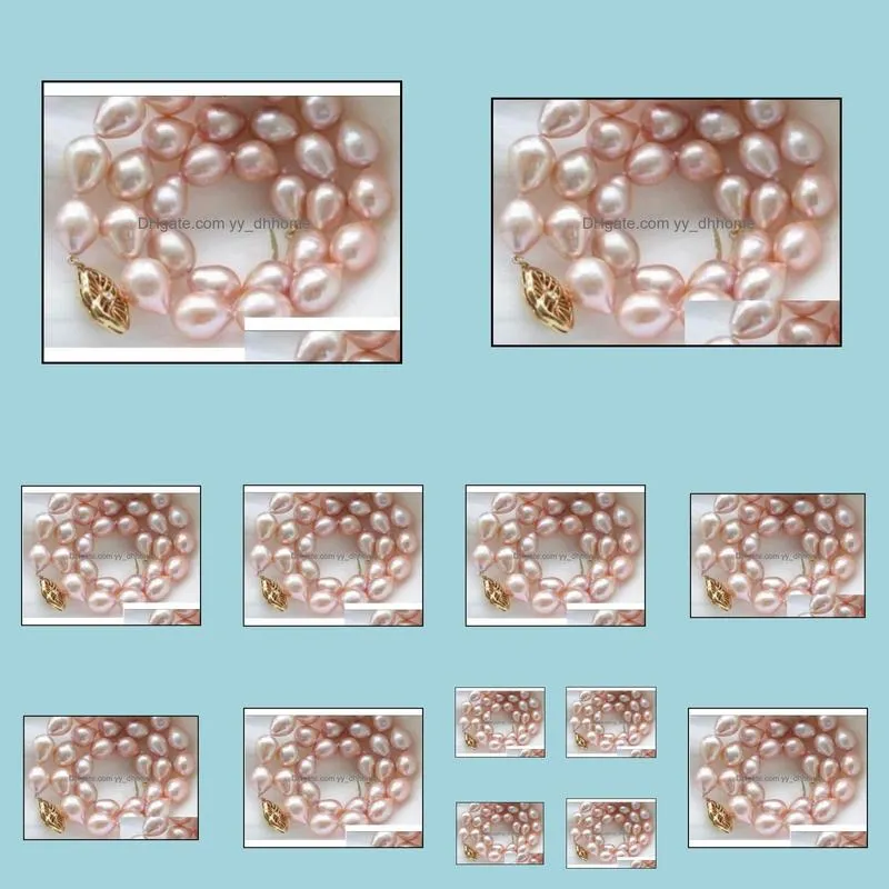 11-13MM NATURAL AKOYA PINK PEARL NECKLACE 14K GOLD CLASP 18 INCH