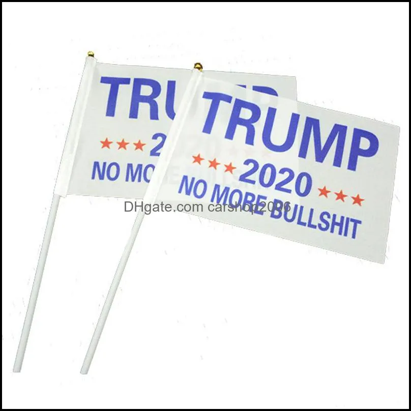 Hand Held Trump Mini Flag 2020 Election Flag With Stick Trump President Election Keep America Great Fashion Home Decoration Banner