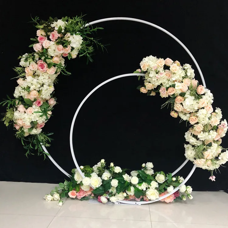 Double circle wedding arch metal round Outdoor wedding backdrop arch stand double ring Christmas decorations for home