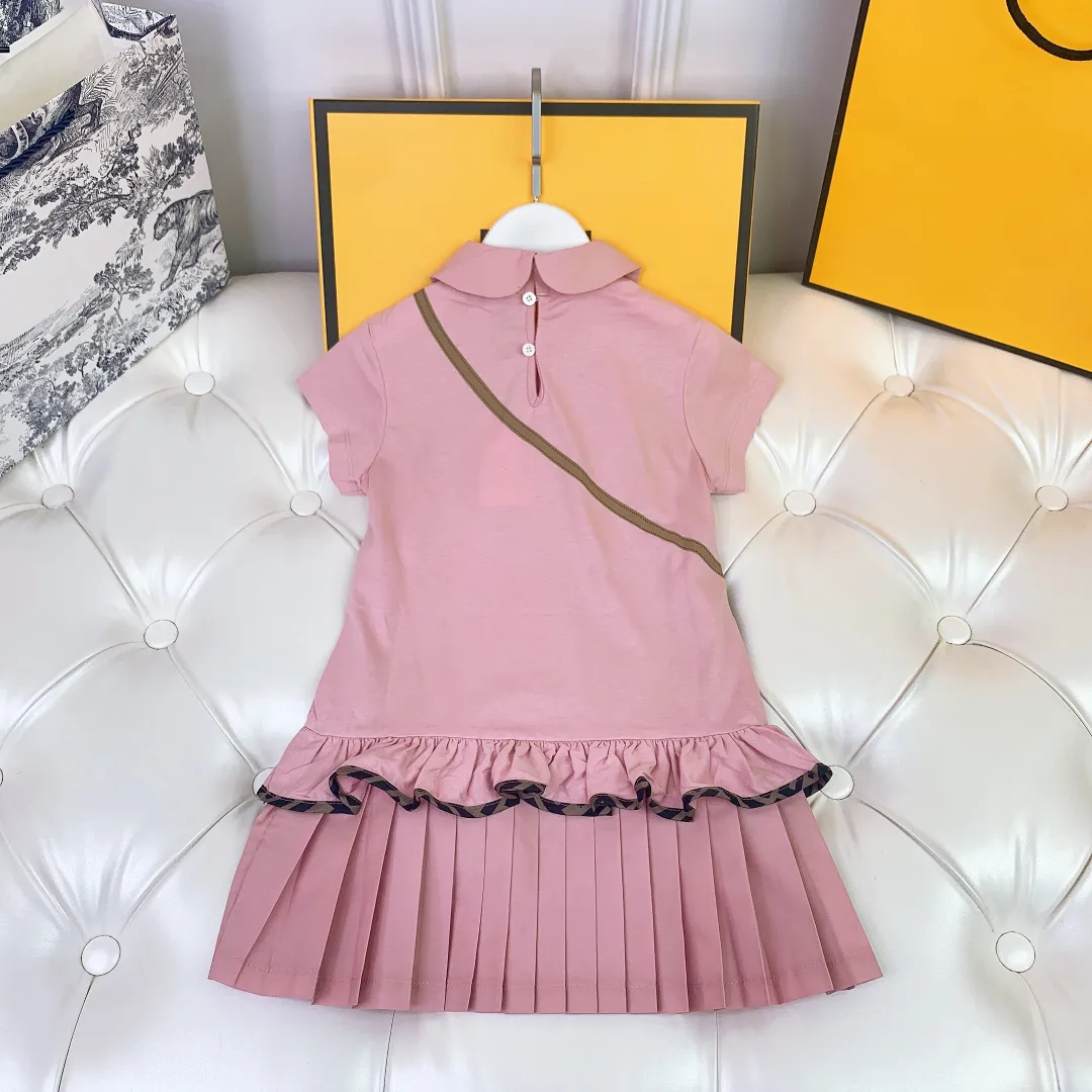 girls`s peincess dresses brand designer girl cotton casual skirt Sweet lady pink color size 100-150