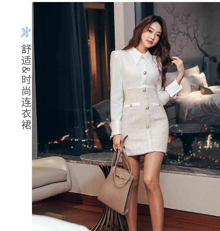 Korean Office OL Elegant Dress Women Single Breasted