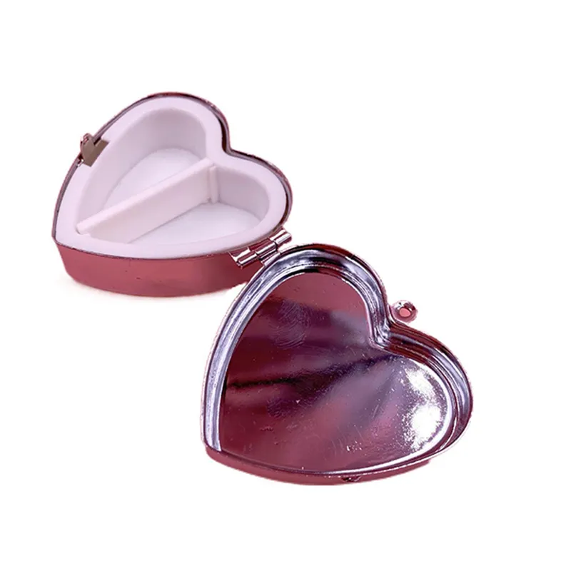 Mini Travel Portable Heart Shape Pill Box Dispener Storage Container Pocket Case Holder Daily Medicine Organizer Moisture-Proof Pills Vitamin Cases 2 Grid JY1062