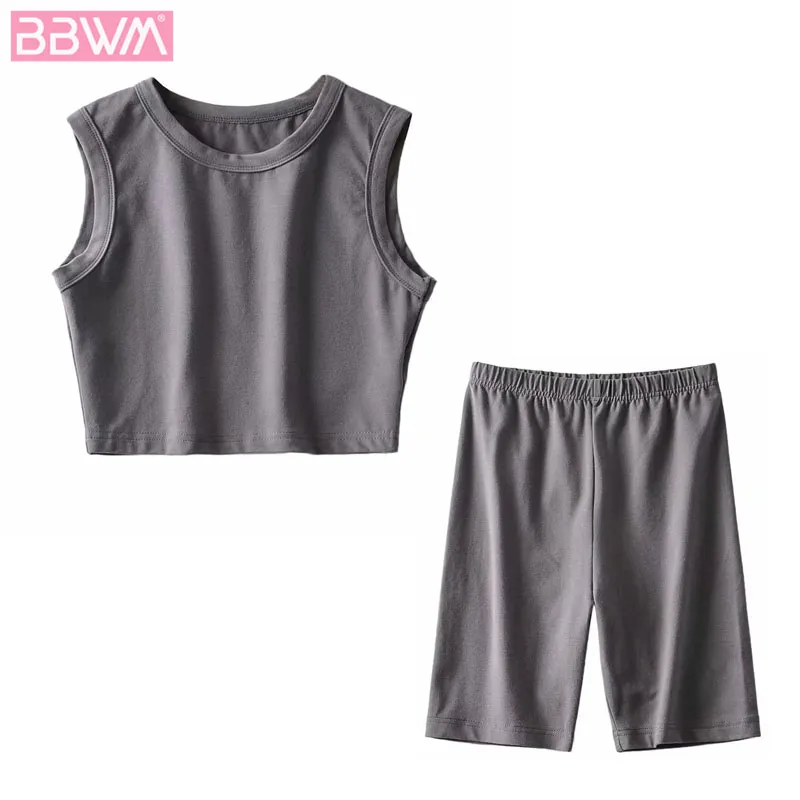 Elastic Slim-fitting Hip Riding Sports Suit Simple Female T-shirt Pure Cotton Women's Tops + Pants Running Suit 210507