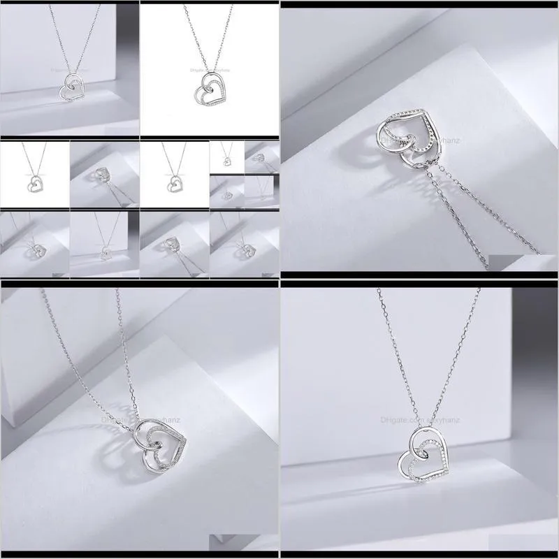 xinlai s925 silver love necklace women`s japanese and korean simple heart-shaped pendant