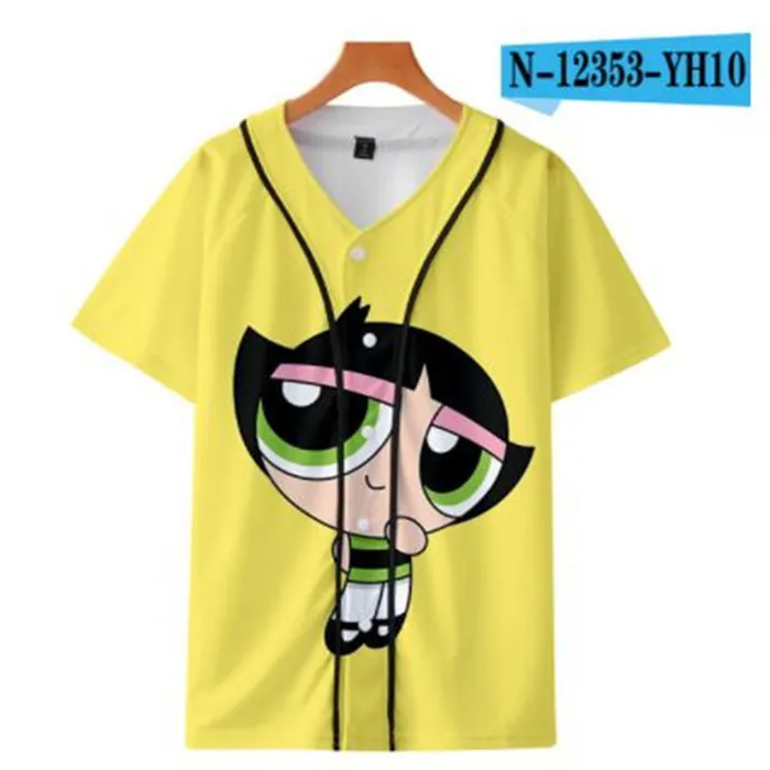 Homem Verão Barato Tshirt Jersey Baseball Anime 3D Impresso Respirável T-shirt Hip Hop Vestuário Atacado 053