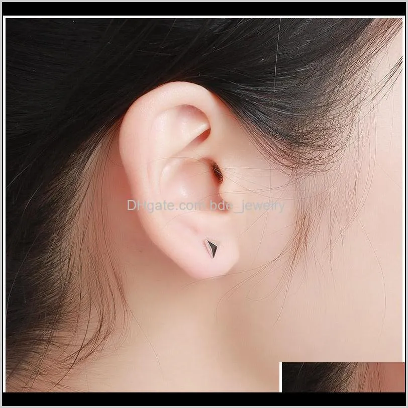new fashion 925 sterling silver stud earring triangle piercing earring jewelry bijoux en argent 925 women mini ear stud jewelry