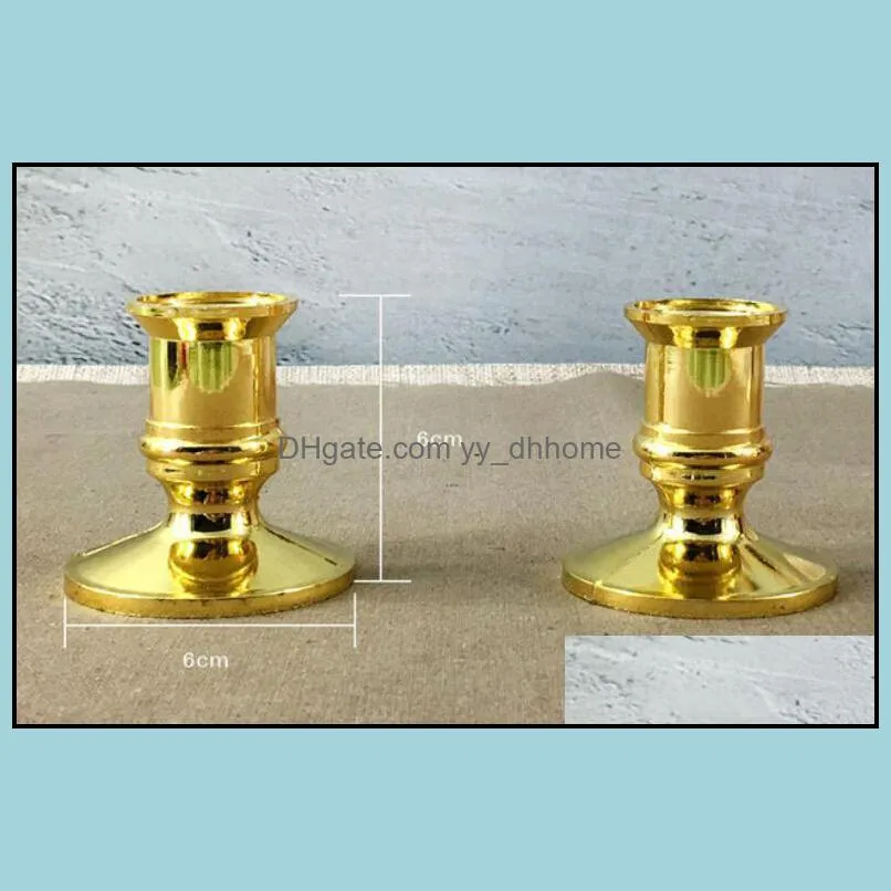 Hot Home Festive Plastic Gold Plated Candle Base Holder Pillar Candlestick Stand For Electronic Candles Tapers Christmas Party Home