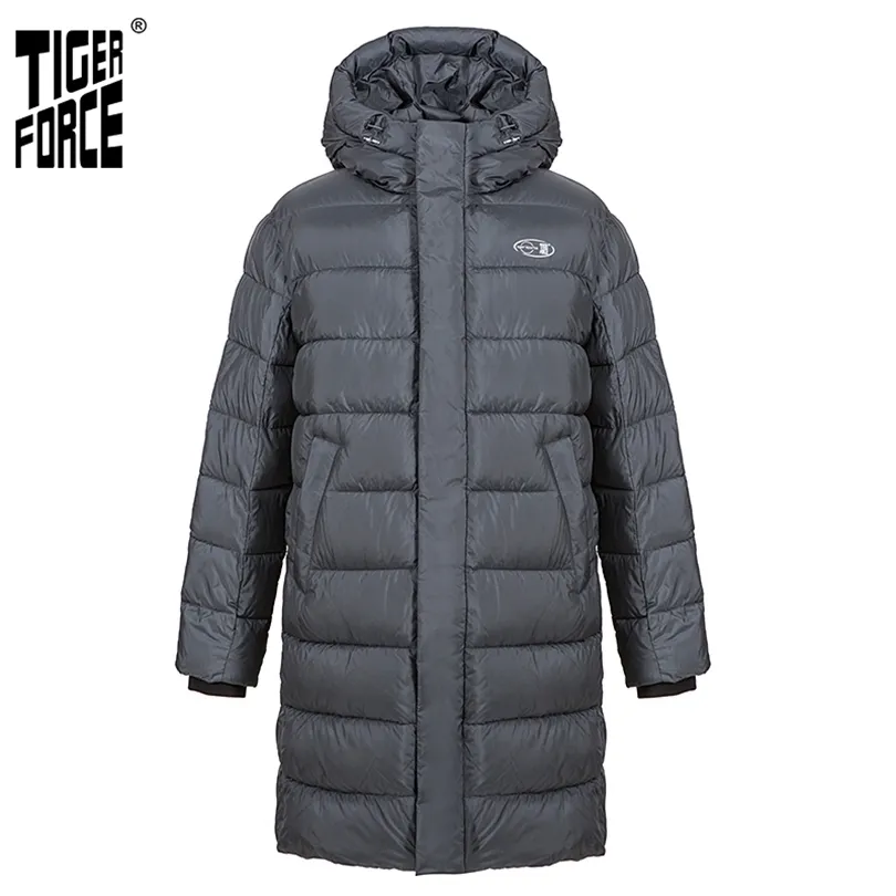 Tiger Force Veste d'hiver pour hommes avec capuche gris foncé long épais affaires sport décontracté Parka hommes manteau 70701 211214