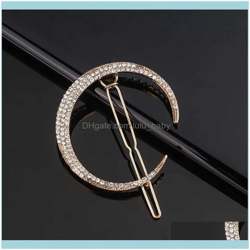 Classic Vintage Metal Geometric Rhinestone pin Crystal Moon Sun Star Clip Women Hair Pins Accessories Jewelry