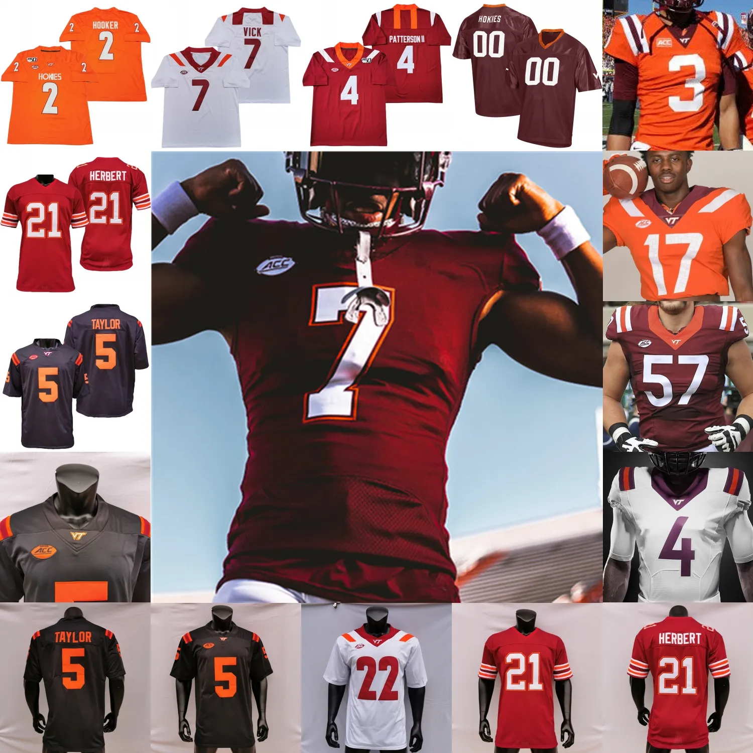 NCAA College Virginia Tech Hokies Football Jersey Майкл Вик Грант Уэллс Кешон Кинг Холлифилд Пиплс Смит Галло Блэк Холстон Лофтон Госнелл Келлер Коннер