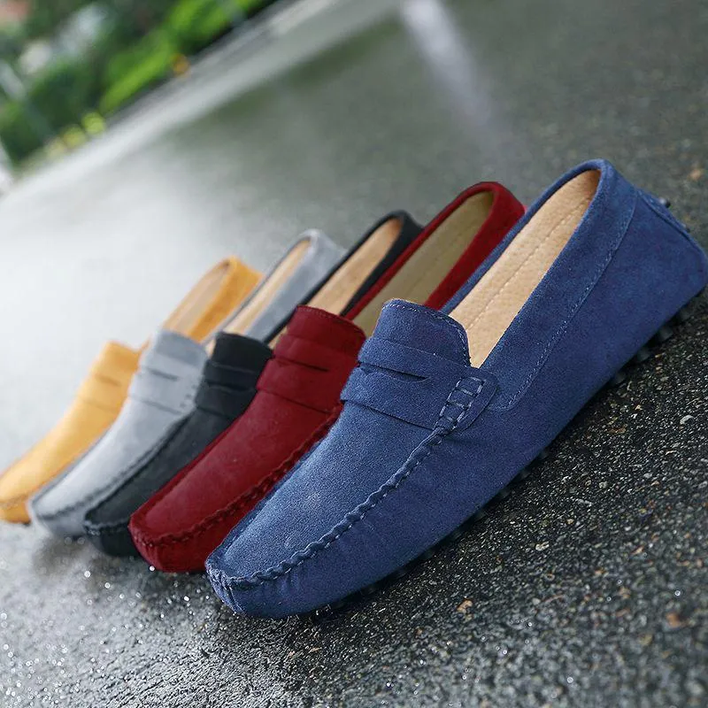 남성 캐주얼 신발 패션 남자 구두 수제 스웨이드 정품 가죽 망 Loafers Moccasins 남성용 아파트 남성 운전 신발