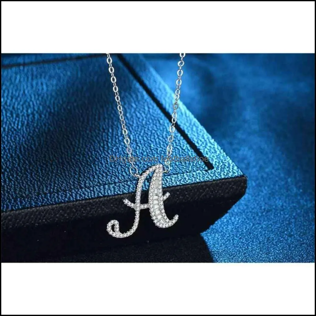 Choucong 26 English Letters Pendant Luxury Jewelry 925 Sterling Silver Pave White Topaz CZ Diamond Infinite gem Wedding Necklace With