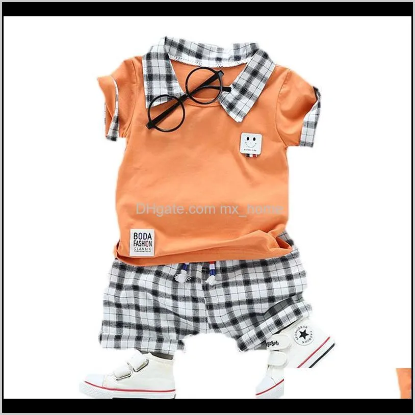 Baby Kids Maternità Drop Delivery 2021 Neonato Vestiti Camicia di moda Camicie finte in due pezzi Pantaloni scozzesi bianchi neri Set di abbigliamento per ragazzi Bna6G