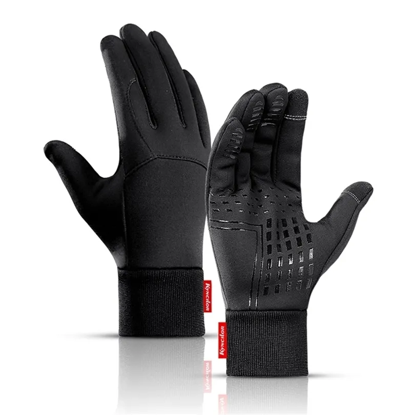 Winter Men Women Cycling Gloves Full Finger Touch Screen Antislip Waterproof Windproof Warm Thermal Fleece Bike Bicycle 211124