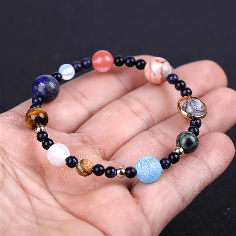AidShunn Sistema Solare Bracciale Pietra Naturale Perline Universo Galassia Otto Pianeti Serie Di Gioielli A Tema Per Uomo Donna Ragazze Ragazzi Adolescenti - 4