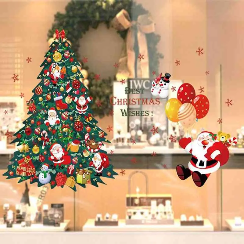 77*120cm Christmas Tree Wall Sticker Vinyl Removable Wall Stickers Home Wall Decor Poster vinilos paredes 210420