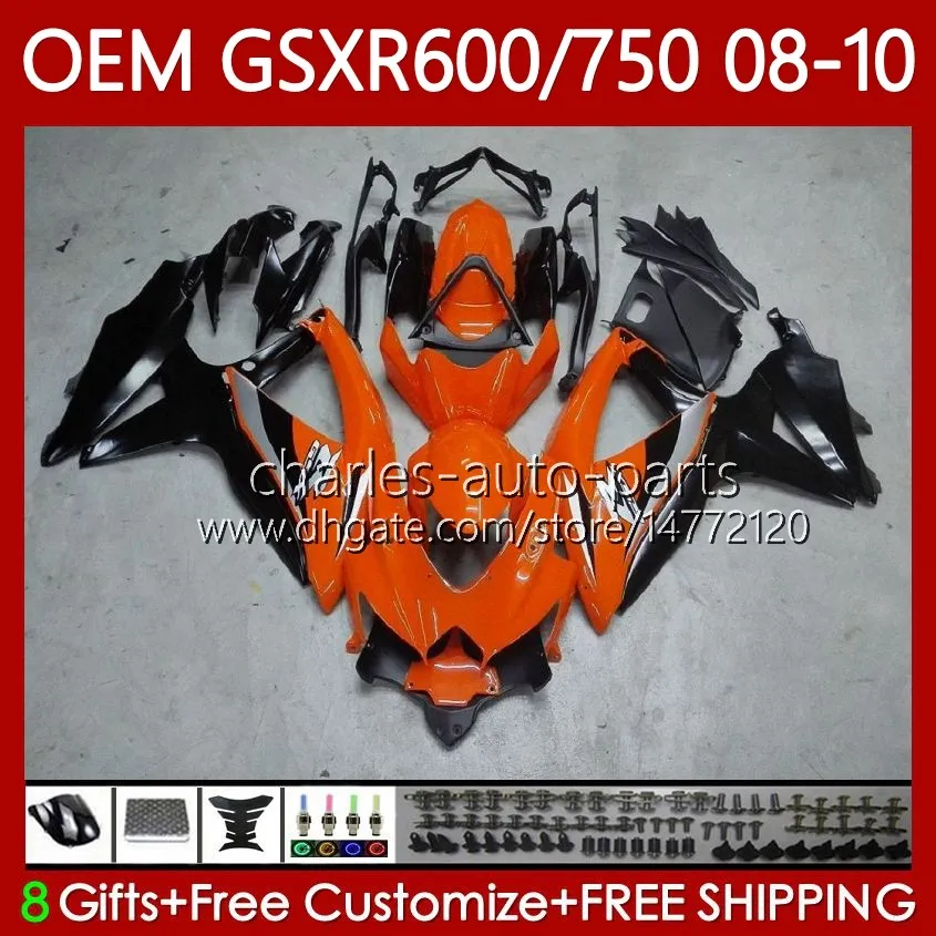 Inyección OEM para SUZUKI GSXR 600 750 CC naranja negro GSXR-750 K8 GSXR-600 600CC 750CC 08-10 Cuerpo 88No.19 GSX-R600 GSXR750 08 09 10 GSXR600 GSX-R750 2008 2009 2010 Carenado